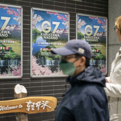Die G7-Außenminister treffen zu zweitägigen Gesprächen in der japanischen Kurstadt Karuizawa ein